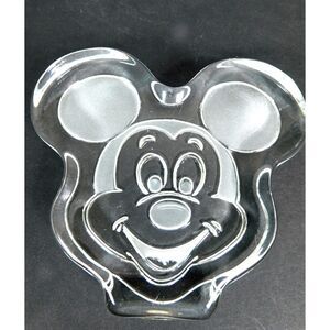 Vintage Paperweight Mickey Mouse Clear & Frosted Glass